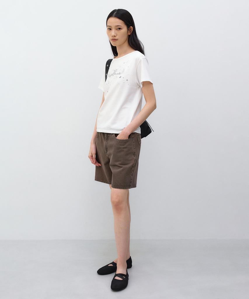 INSILENCE WOMEN Raw Bermuda Pants Brown