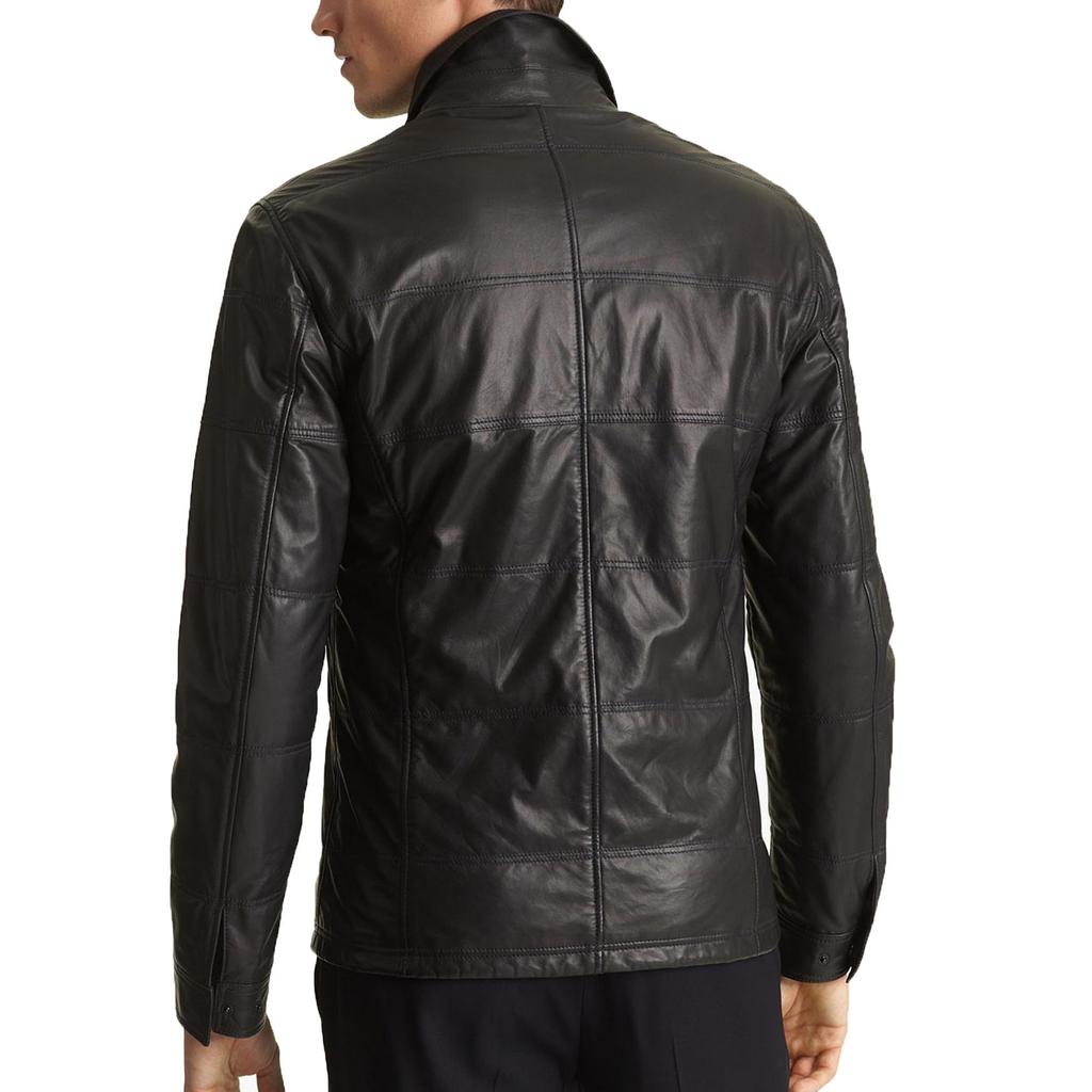 SKINOUTFIT Мужская куртка из натуральной овчины черного цвета, стильная мотоциклетная куртка-бомбер, байкерская верхняя одежда MJ 111