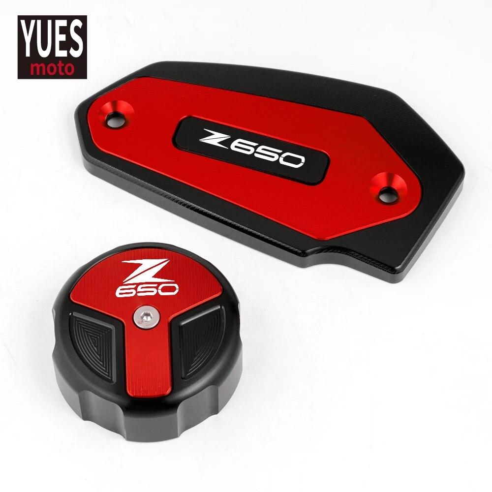 Motorcycle Accessories Front & Rear Brake Fluid Cylinder Master Reservoir Cover Cap For Kawasaki Z650 2017 2018 Universal