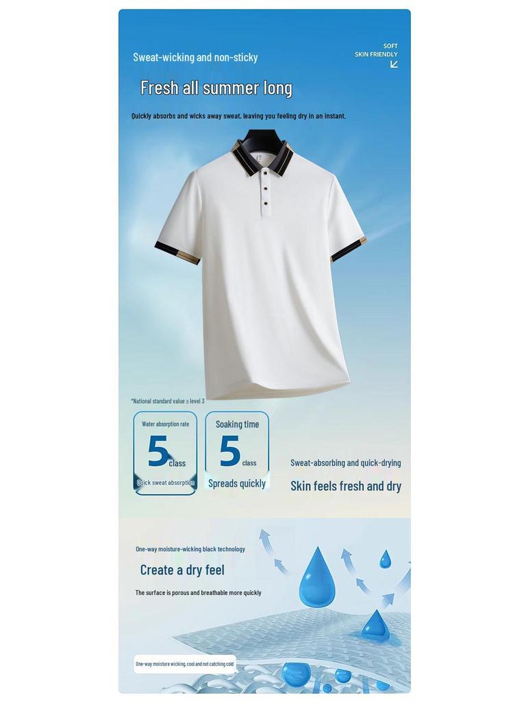 Мужская летняя футболка-поло с коротким рукавом - Дышащая футболка в стиле колор-блок, деловая повседневная, с отложным воротником