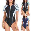 Women's Wetsuit Conservative Fashion Short Sleeve Surf Suit Zipper One-Piece Swimsuit
