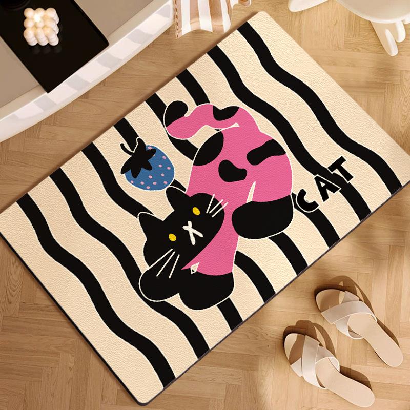 Коврик для пола с изображением кота из диатомовой грязи, впитывающий противоскользящий коврик для двери ванной комнаты, коврик для туалета и ванной комнаты