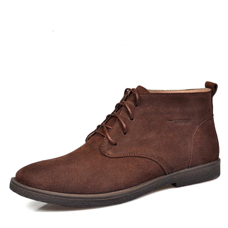 Мужские зимние ботинки-пустынники из матовой кожи средней высоты в британском стиле