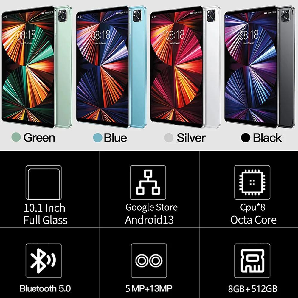 Планшет BDF P50 10.1 дюйма 8 ГБ+512 ГБ Android13 Планшетный ПК Компьютер