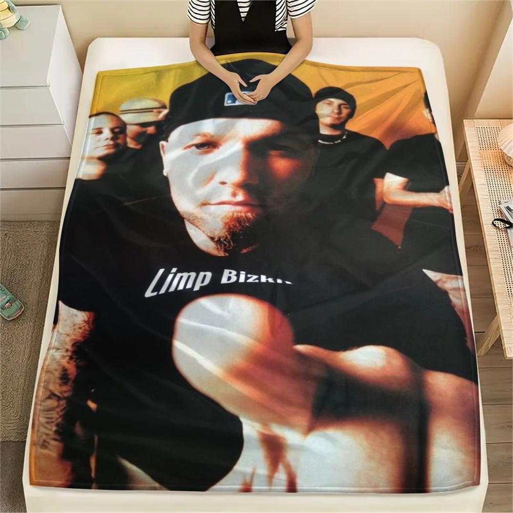 1PC Limp Bizkit Print Flannel Blanket, High quality Comfortable for All Seasons, Home Decor, Warmth and Comfort, Perfect for Christmas Gifts