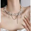 Personality Pearl Wrapped Choker Necklace Pearl Winding Choker Hand-beaded Diamond Necklace Women