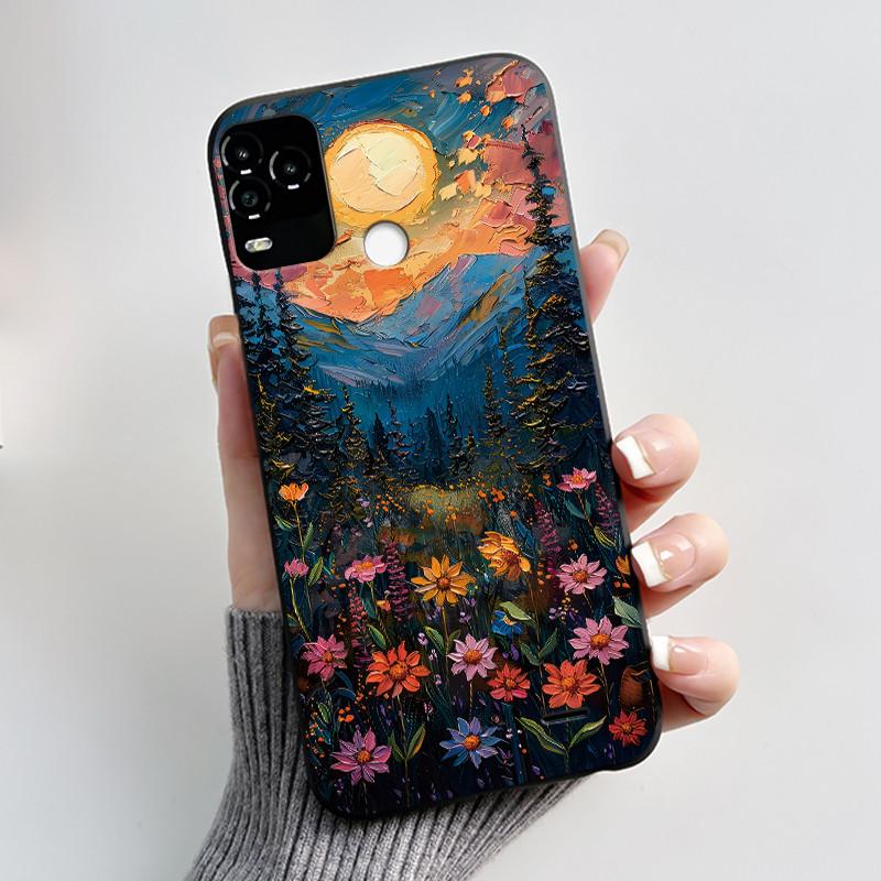 Black Phone Case For BLU G71 Plus (G71+ G71P) Shockproof For BLU G71 Plus (G71+ G71P) Little Rabbit In The Flowers Pattern Cover