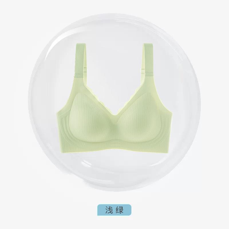 Traceless jelly underwear women's big breasts anti-sagging, sub-breasts lifted and gathered large size vest type steel-rimless bra