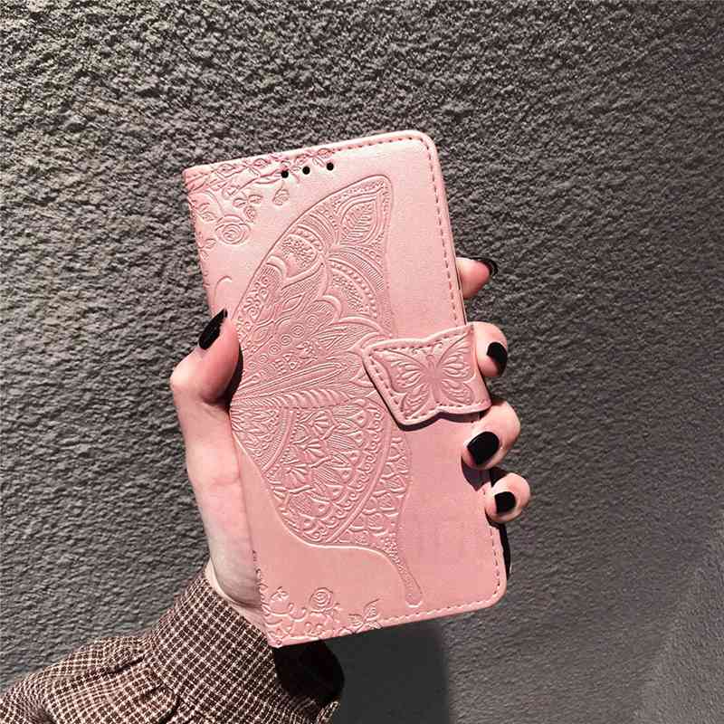 Кожаный кошелек-книжка с 3D бабочкой и цветком Realme C3 C11 C12 C15 C21 7 8 Pro 6S 6I OPPO A54 A74 A73 5G A15 A53 A52 A5 A9 для iPhone 11 12 13 X XS XR