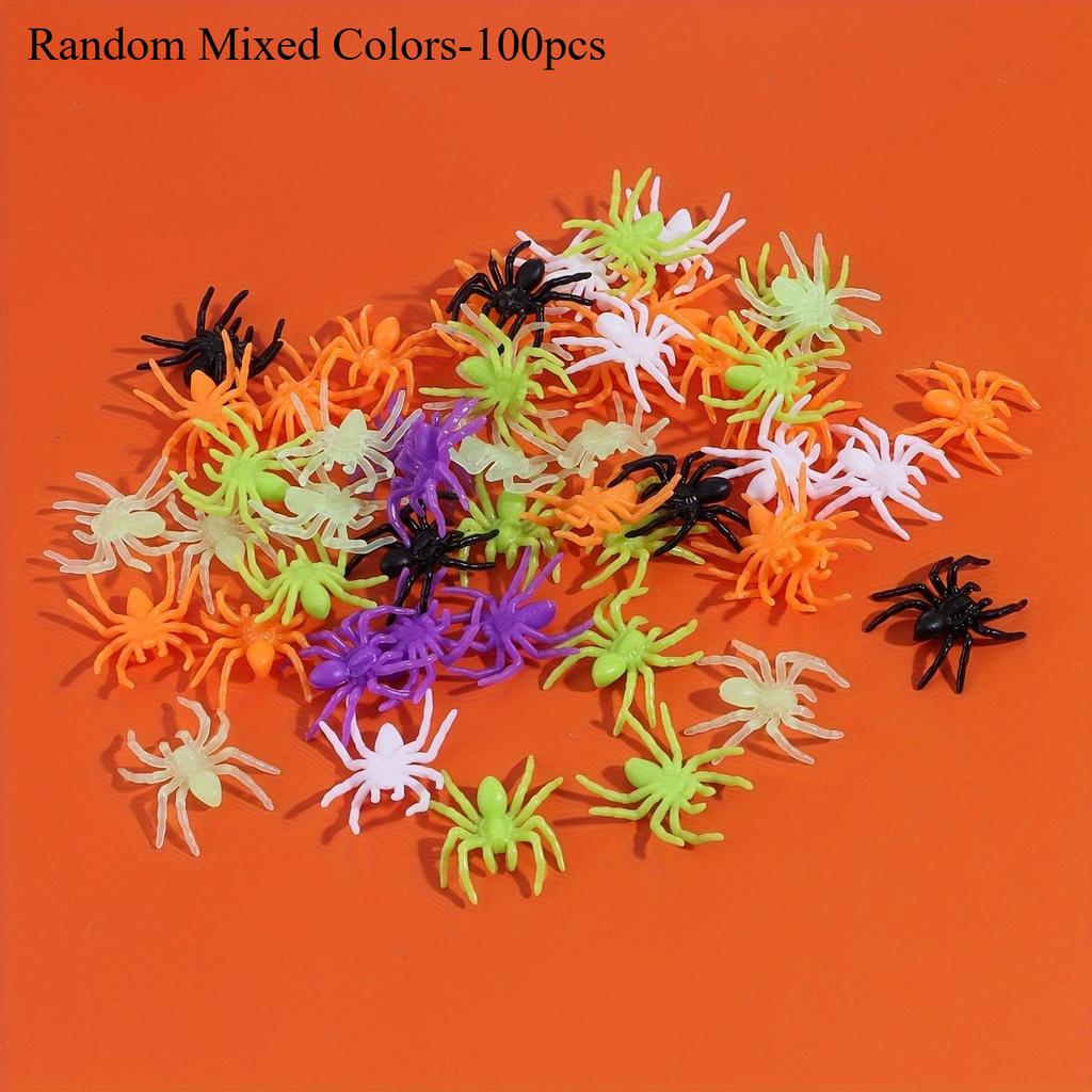 100 шт./50 шт. Пластиковые украшения-пауки на Хэллоуин Идеально подходят для создания жуткой атмосферы Рождественские и Хэллоуинские украшения