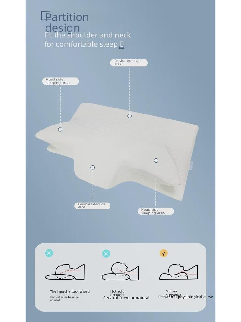 Memory Foam Cervical Support Pillow for Side Sleepers - Slow Rebound, Non-Collapse Design
