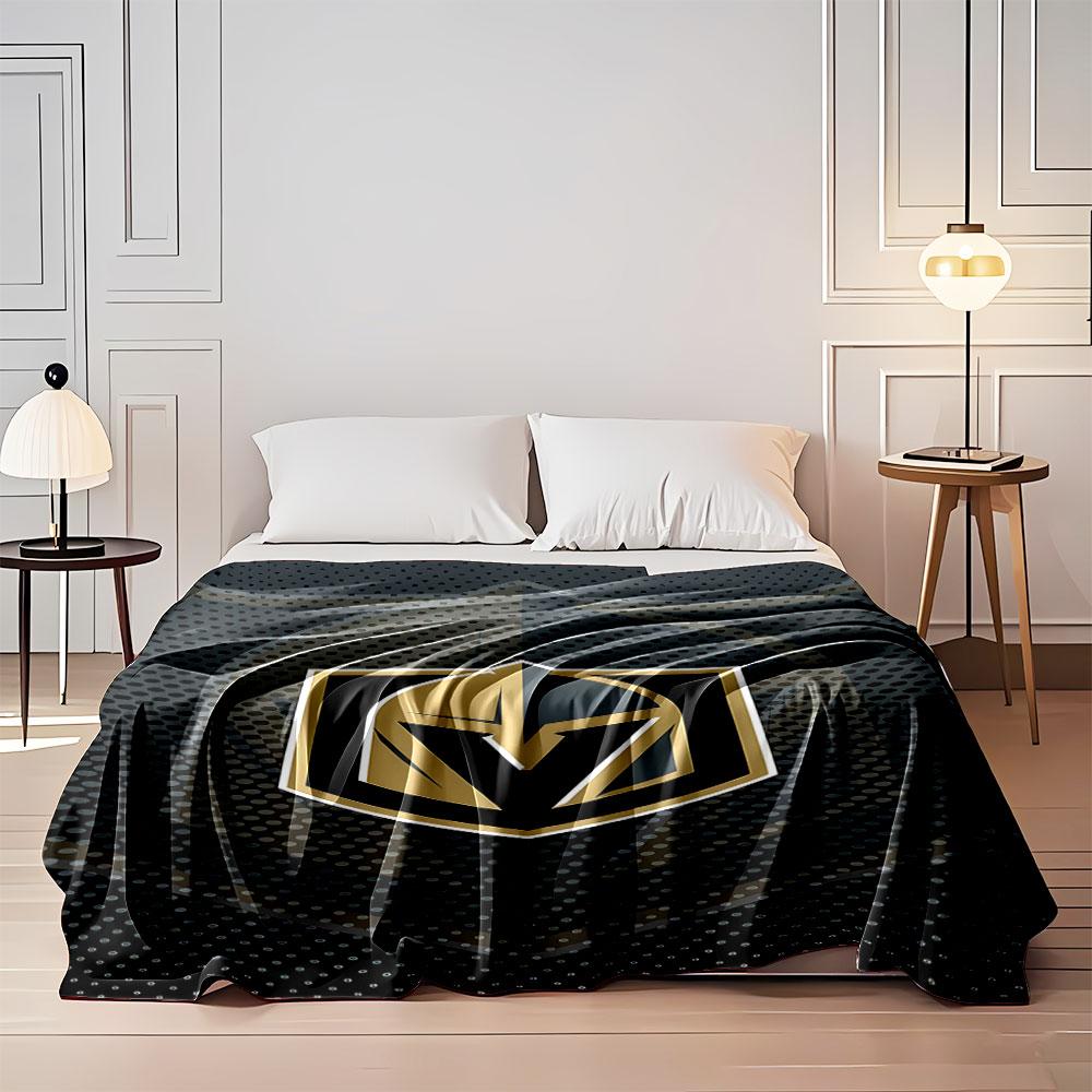 Golden Knight Crest on Black Pattern print blanket soft and cozy perfect for the living room bed sofa or a nap,gift