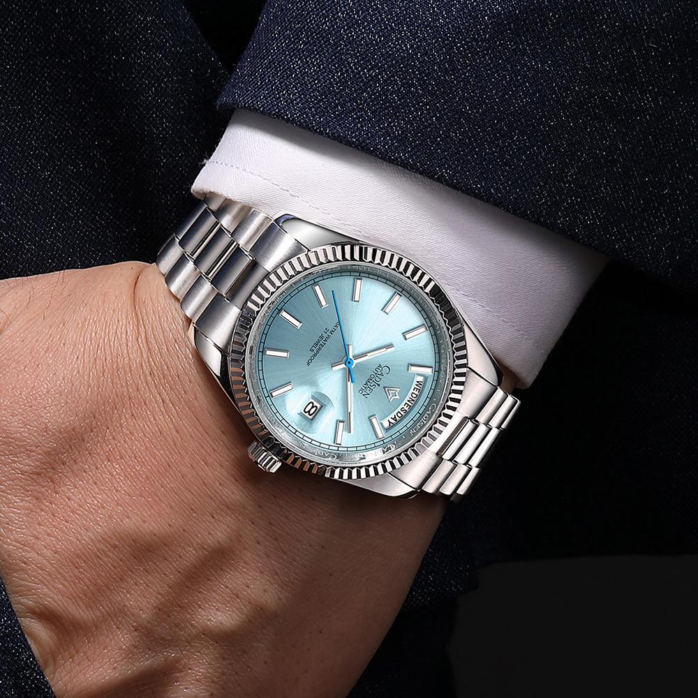 Cadisen Новые роскошные мужские часы ТОП-бренда с коробкой, водонепроницаемые 10 АТМ, 21 ДРАГОЦЕННЫЙ КАМЕРА, автоматические мужские механические часы