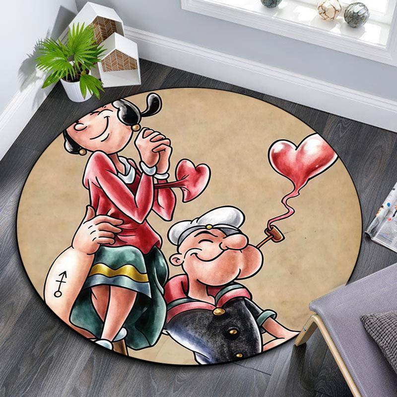 Popeye the Sailor Man,Round Area Rug,Carpet Rug for Living Room Bedroom Sofa Playroom Decor,Non-slip Floor Mat