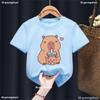 Funny T Shirt Capybara With Turtle Loves Bubble Milk Tea Printed T Shirt Girls/Boys Kawaii Kids Clothes Harajuku Shirt Tops