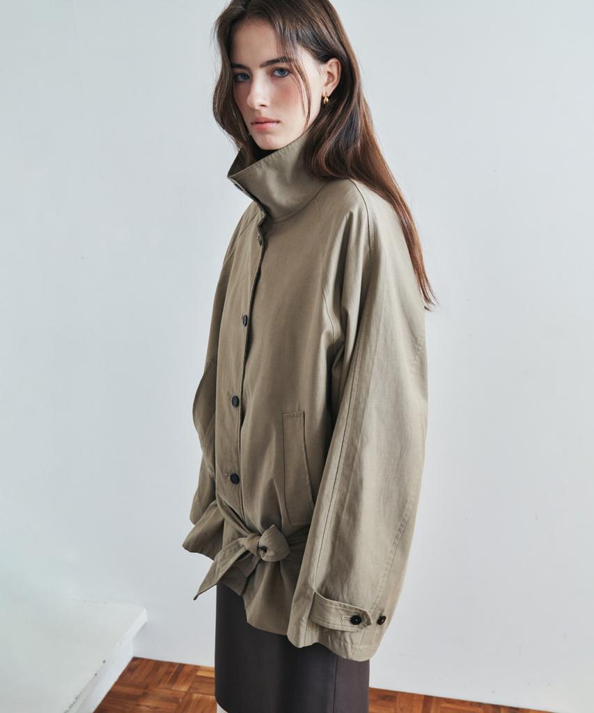 SIYAZU Siot4202 Oversized High-Neck Belted Jacket_Dust Brown