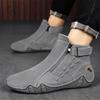 Men's Boots Large Size Fashion Zippered Slip-on Men's Shoes Upper Octopus Mid-top Rubber Sole Handmade Outdoor Boot Casual Walking Shoes