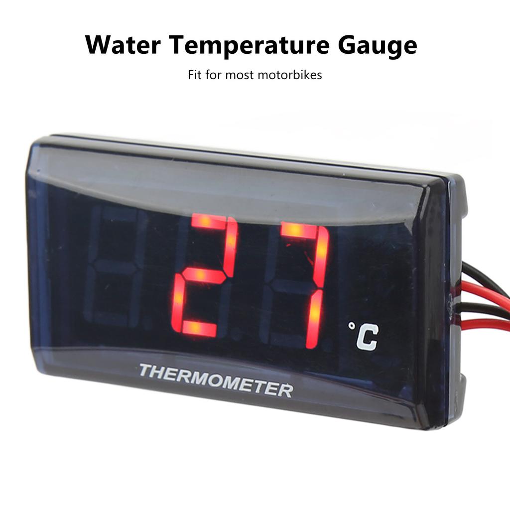 Motorcycle Digital Water Temperature Gauge Thin 12V LCD With 22mm Sensor Adapter for Most Motorbikes