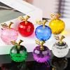 Glass Apples Figurine Faux Crystal Fruit Ornament Collectible Translucent Apples Decoration for Home Office Car Dashboard