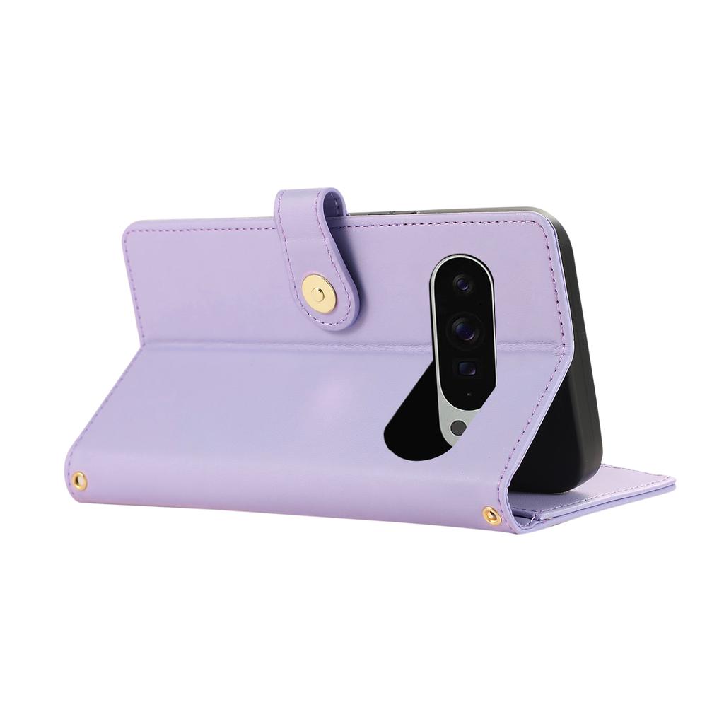 For Google Pixel 9 Pro XL Case Multi Card Slots Zipper Rhombus Leather Phone Cover with Wrist Strap