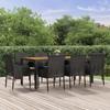 VidaXL Garden Dining Furniture 9pcs and Cushions Black Wicker 3185016