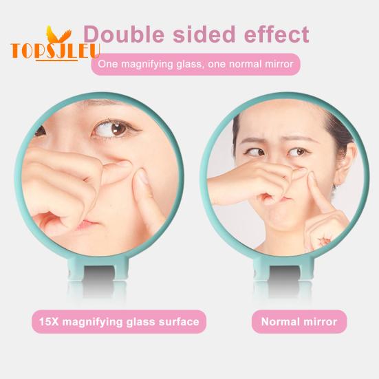 Увеличительное зеркало для макияжа — складная ручка, портативное, 1x15x, стильное компактное, универсальное зеркало для макияжа