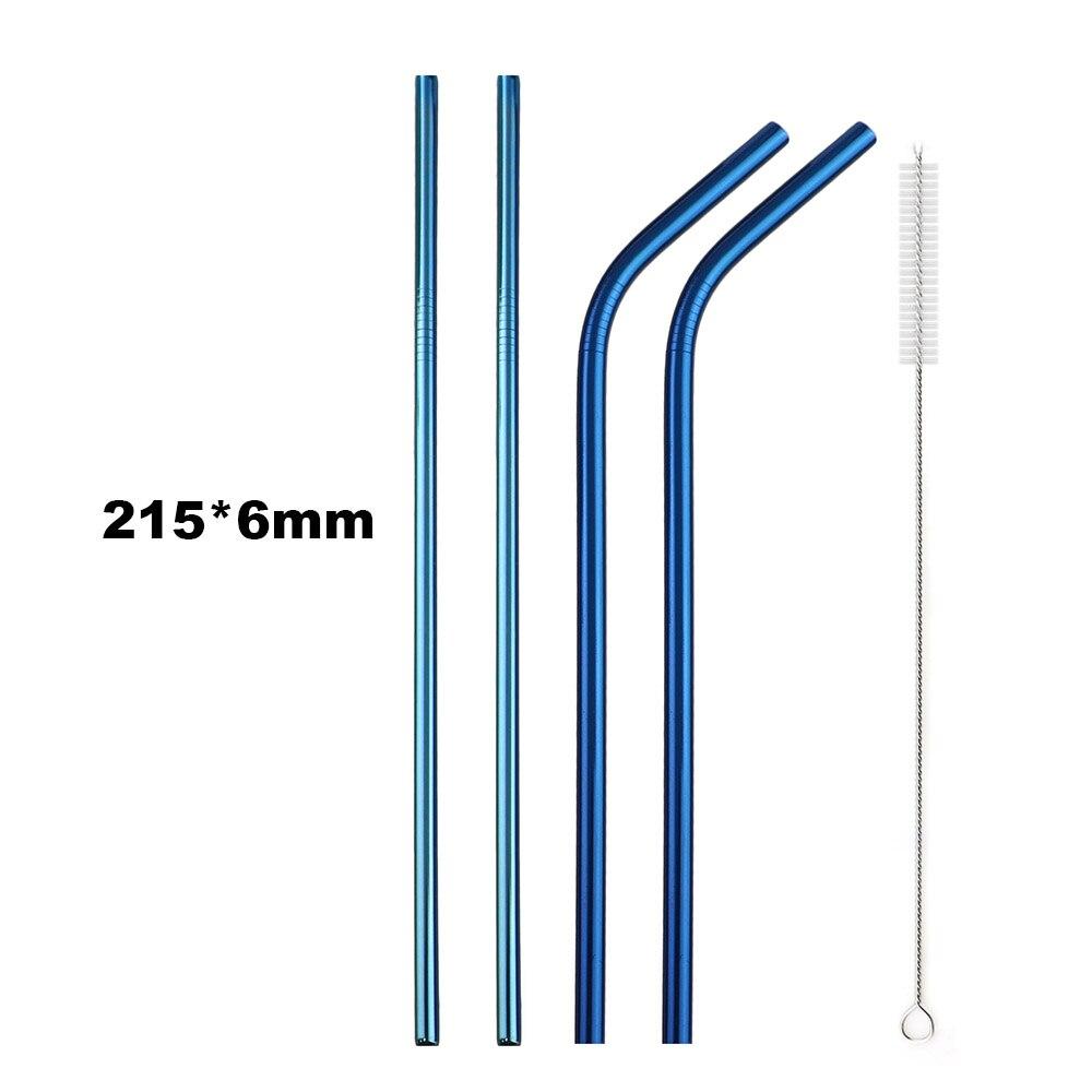 18/10 Stainless Steel Straw Set Reusable Drinking Straw High Quality Metal Colorful Straw With Cleaner Brush Bar Party Accessory