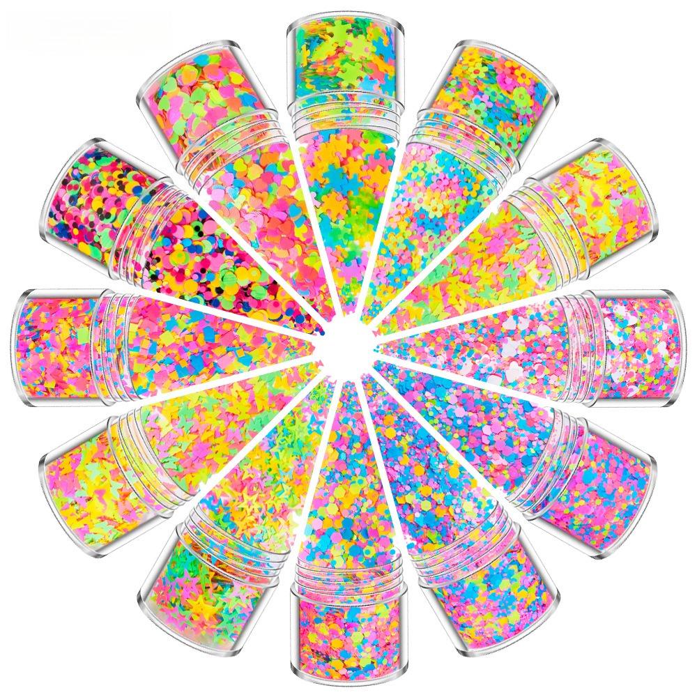12 Pack Nail Glitter Set, Multi-Color Chunky Glitter Flakes & Sequins for Nail Art, Irregular Shape Nail Decorations for Diy Manicure