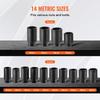 Axle Nut Impact Socket Set 1/2" Drive Deep 6+12-Point 14PCS Metric Socket