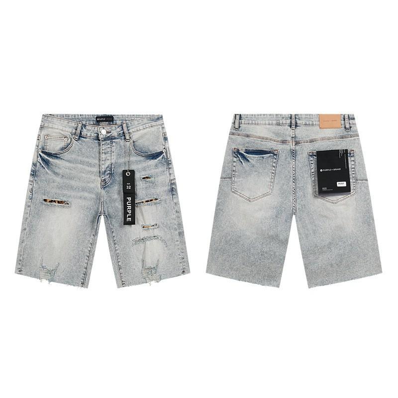 PurpleBrandJeans Distressed High-Street Denim Shorts Loose Fit Straight Cut 2026