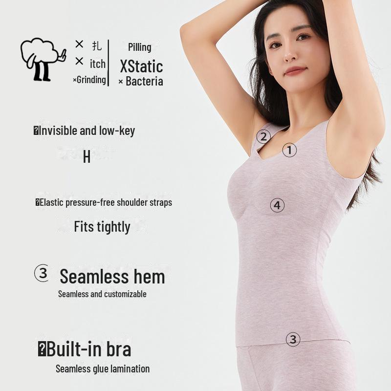 Women's German Velvet Silk Warm Vest with Chest Pads - Heated Cashmere Bottoming Vest with Free Chest Support