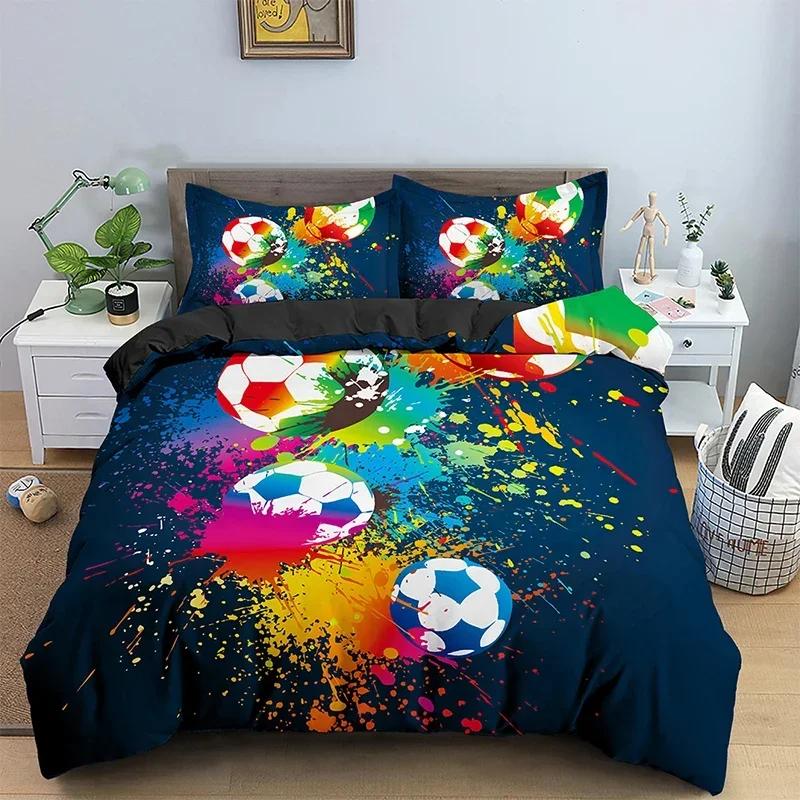 3D Football Print Soccer Sport Bedding Set Single Twin Double Queen King Cal King Size Bed Linen Set