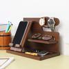 Wooden Bedside Wood Phone Docking Station Holder Wallet Stand Multifunctional Watch Storage Rack Home Desktop Decoration