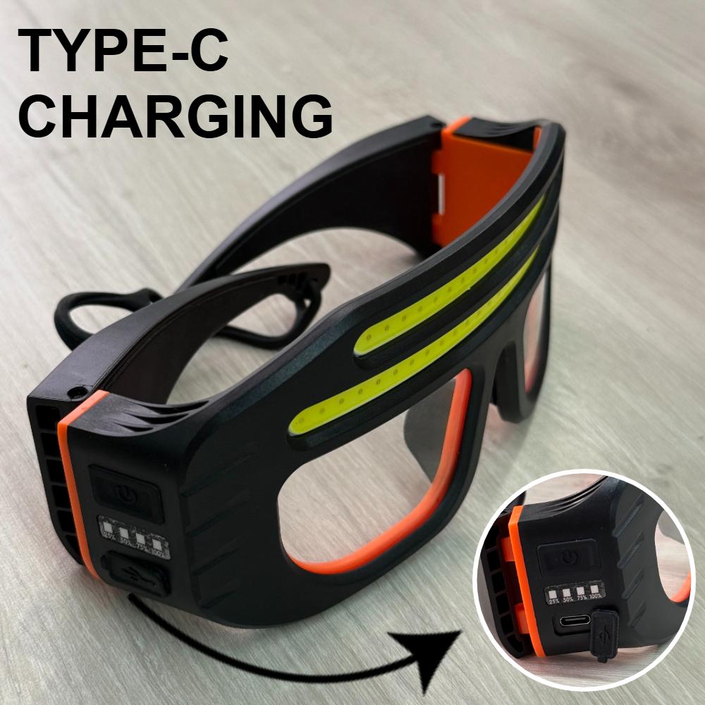 1 упаковка светодиодная перезаряжаемая фара-очки с 3 режимами, USB C, Hands Free, фонарь для кемпинга, рыбалки, езды на велосипеде, пешего туризма