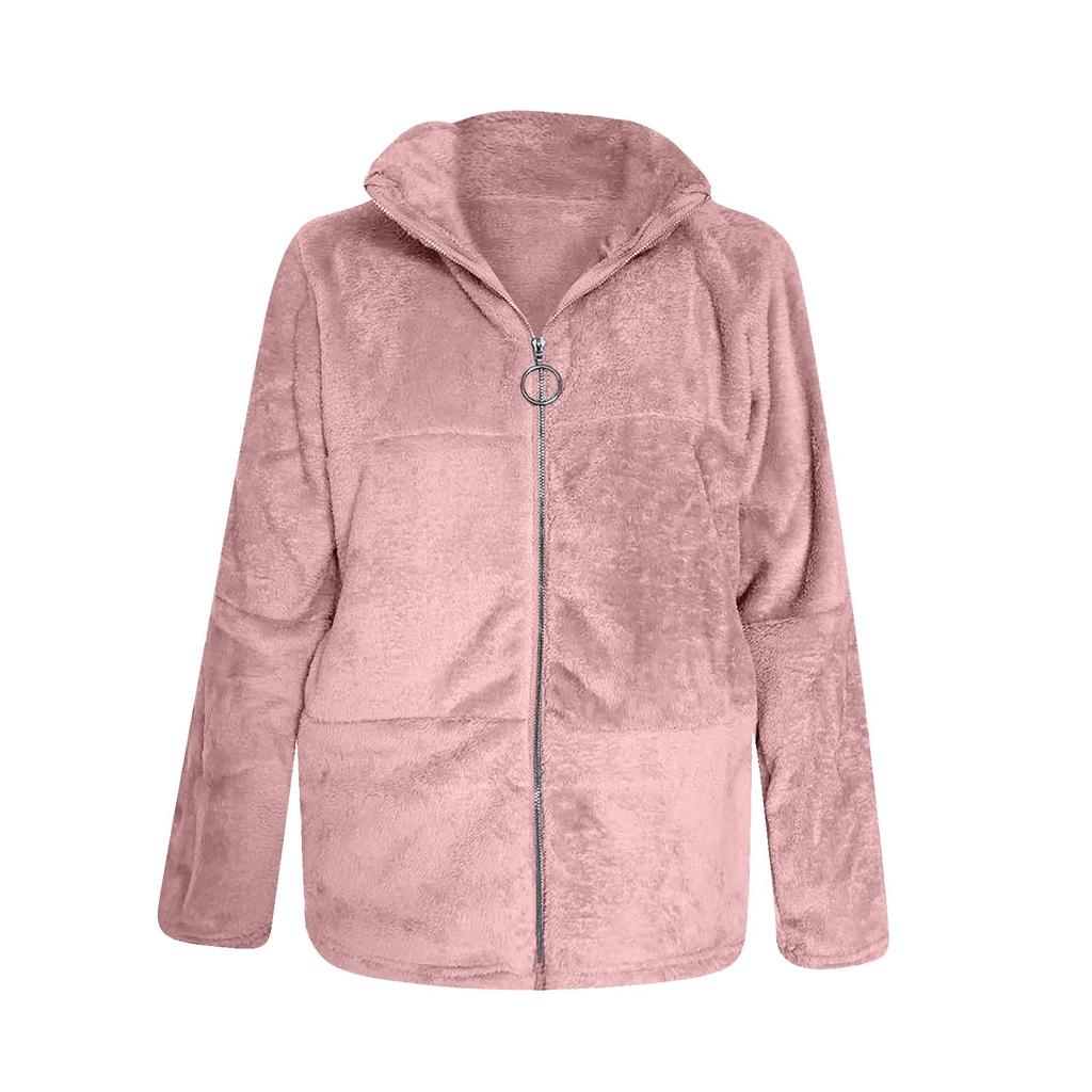 Женский однотонный модный повседневный кардиган с имитацией кролика на молнии, плюшевое теплое пальто