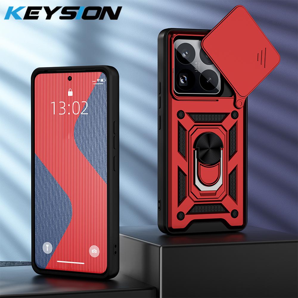 KEYSION Противоударный бронированный чехол для Xiaomi 15 5G Мягкий силиконовый + защитное кольцо для камеры из поликарбоната Чехол-подставка для телефона Xiaomi 15 Pro