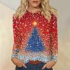 Long Sleeve Shirts For Women Cute Christmas Day Print Graphic Tees Blouses Casual Plus Size Basic Tops Pullover