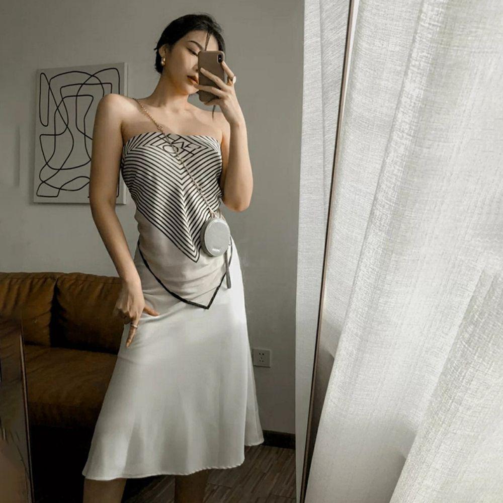 Аксессуары Геометрическая форма Накидки Женская шаль Шёлковый шарф Корейский стиль Шарфы Шарф с принтом