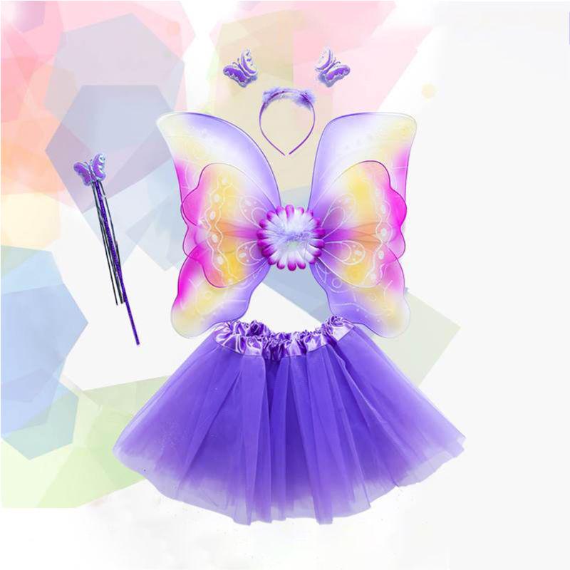 Костюм бабочки для девочки: ободок с рожками, крылышки, юбка, волшебная палочка
