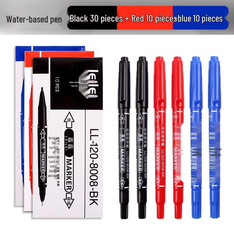 **Двусторонний детский маркер для рисования - Черный/Красный/Синий, Тонкий кончик, На водной основе**