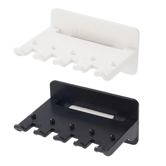 Wall Mount Toothbrush Holder 5 Slots No Drill Adhesive Modern Multi-functional Phone Toothpaste Storage Organizer Rack Bathroom Supplies