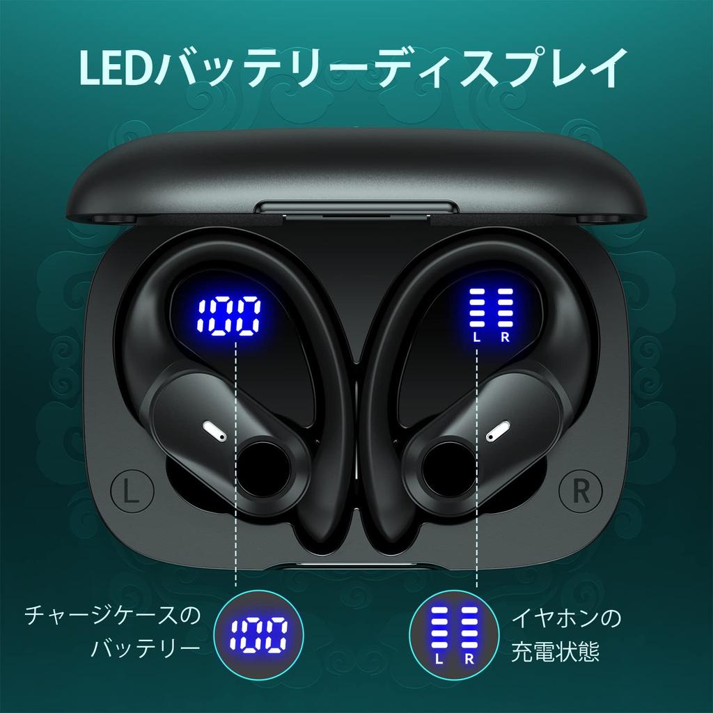 [Bluetooth 5.3 Наушники с Заушным Креплением] Беспроводные Bluetooth-наушники, Наушники, 40 часов воспроизведения, 13 мм драйверы, Качество звука Hi-Fi, Поддержка AAC, LED