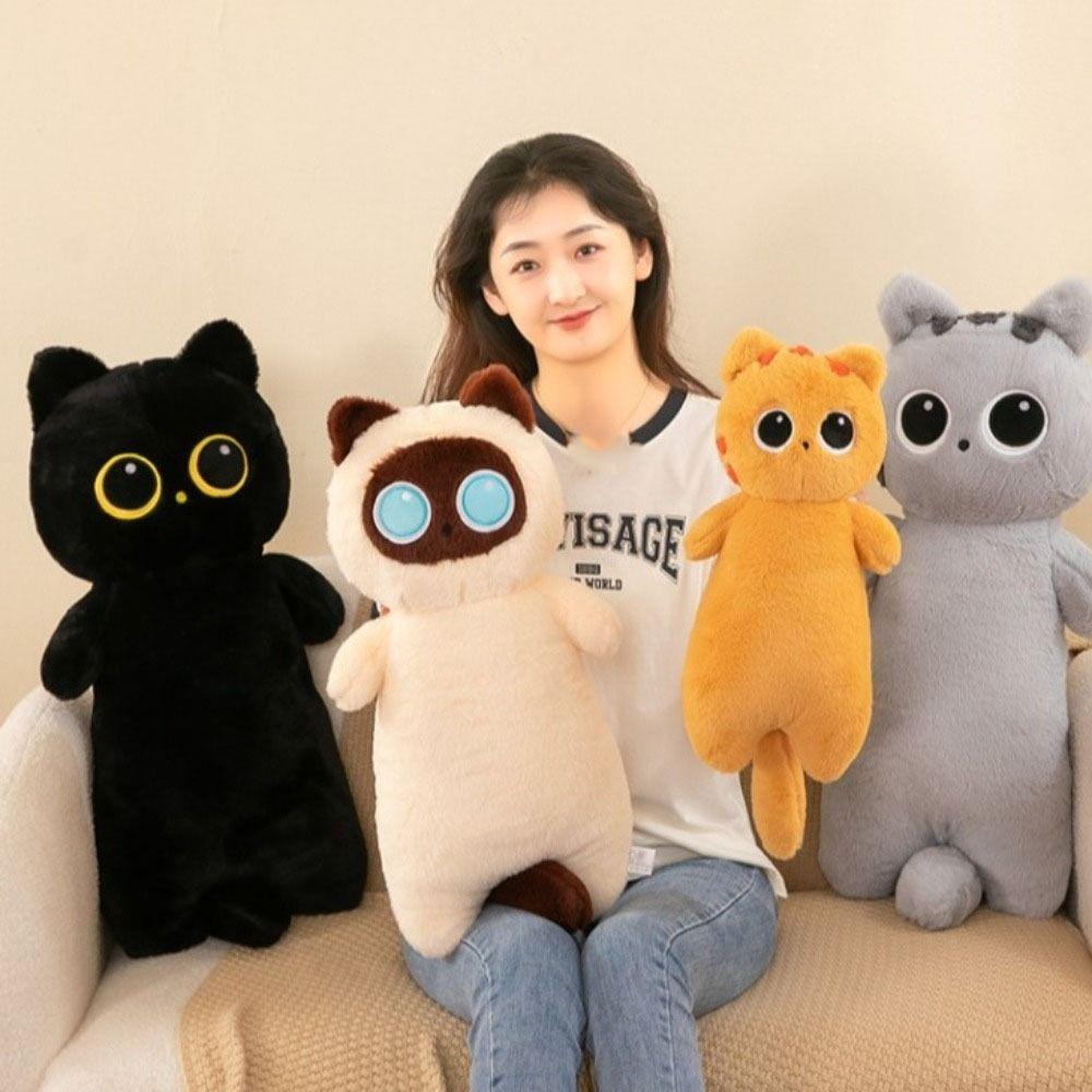 PP Cotton Long Giant Cats Plush Cartoon Cat Stuffed Plushie Animal Bolster Pillow Christmas Toy