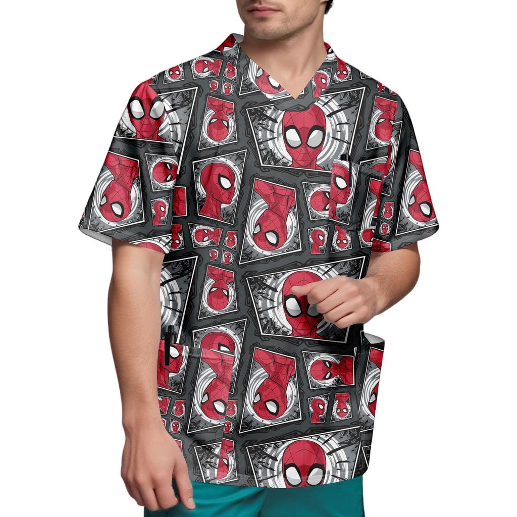 Мужской топ с коротким рукавом и V-образным вырезом с принтом нагрудного кармана