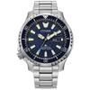 Мужские часы Promaster Dive Fugu, Серебристый браслет и Синий циферблат, 5 дюймов.