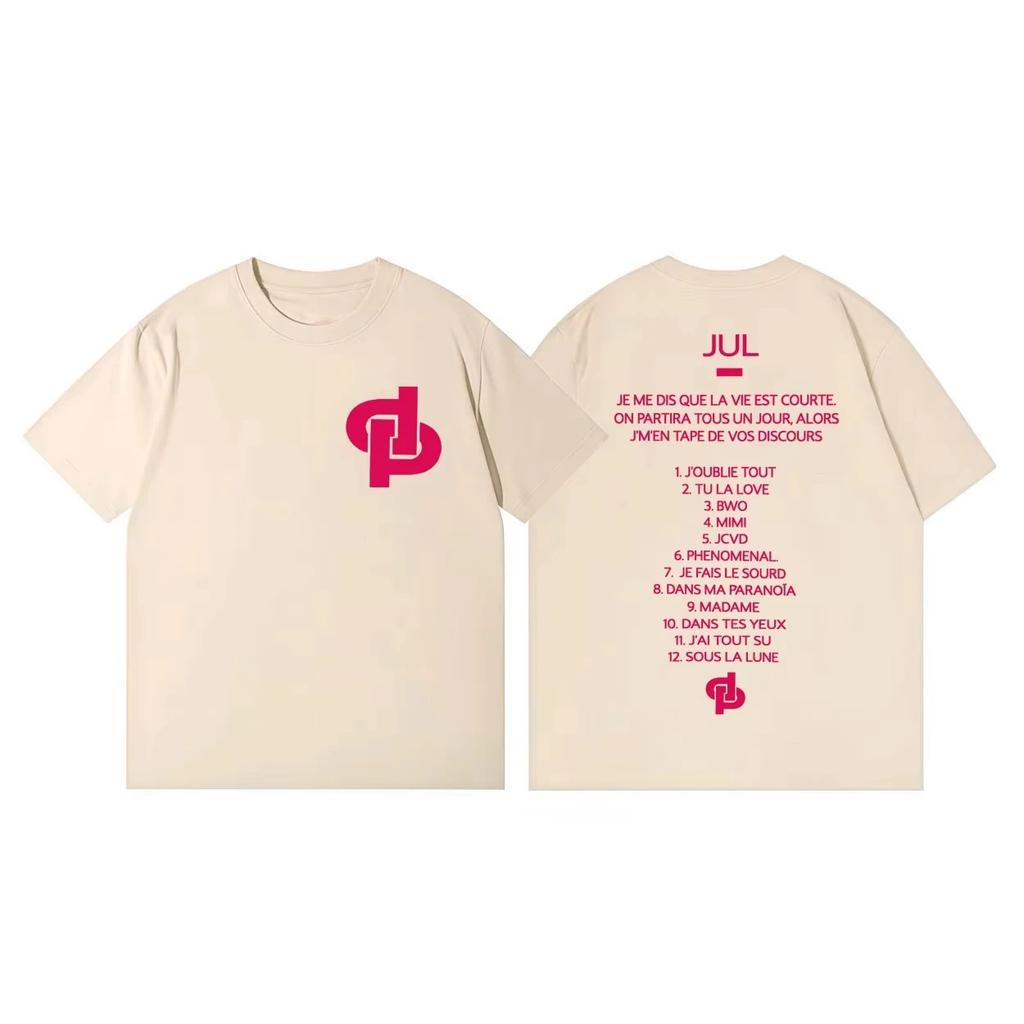 Jul French Rapper Tracklist & Logo Graphic T-Shirt, Unisex Oversized Streetwear Casual Cotton T-shirt