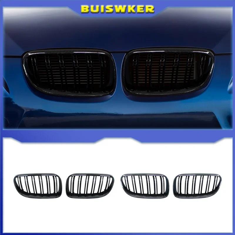 2Pcs Car Style Gloss Black Front Kidney Double Slat Grill Grille For-BMW E92 E93 3-Series 328I 335I Coupe LCI 2010-2013