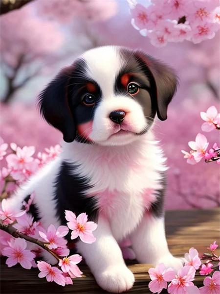 Комплект для алмазной живописи Собака Цветок Полная квадратная/круглая вышивка Мозаика Животное Домашний декор