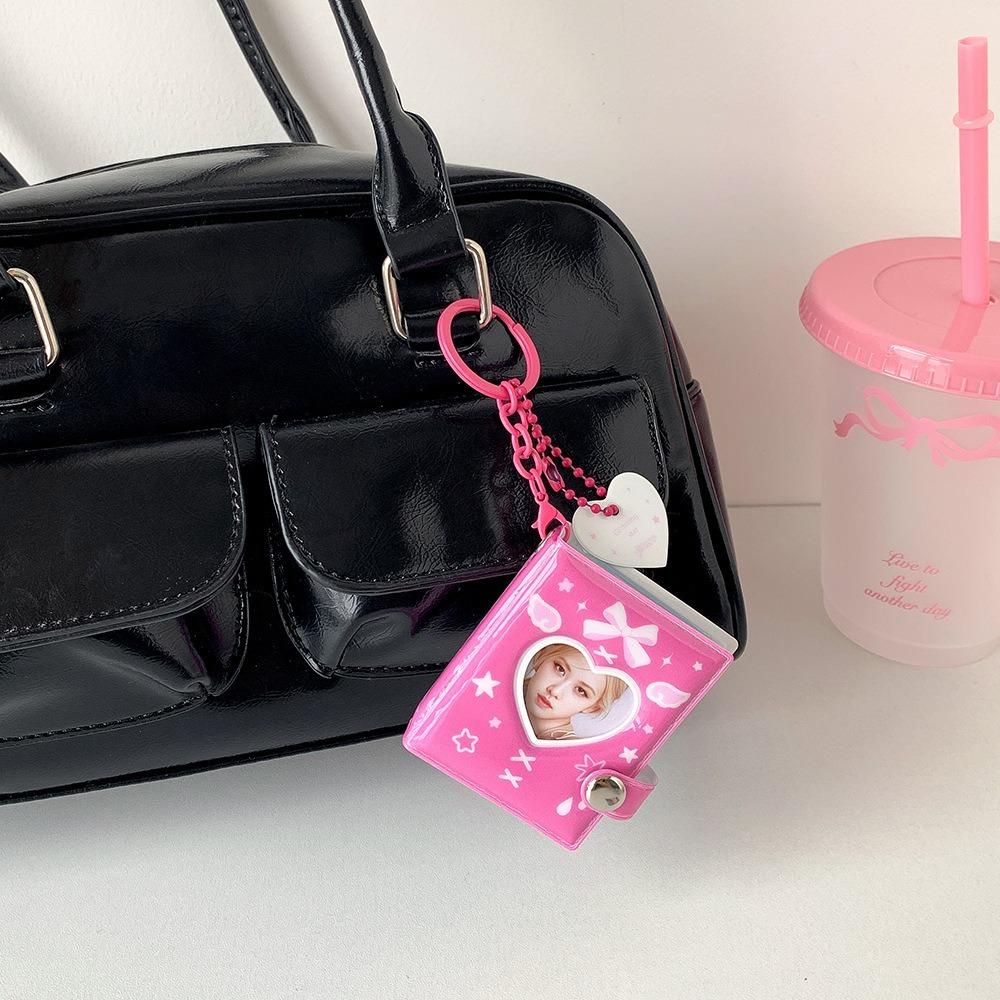 Keychain Mini Photocards Holder Snap Closure Album Book New Photo Album