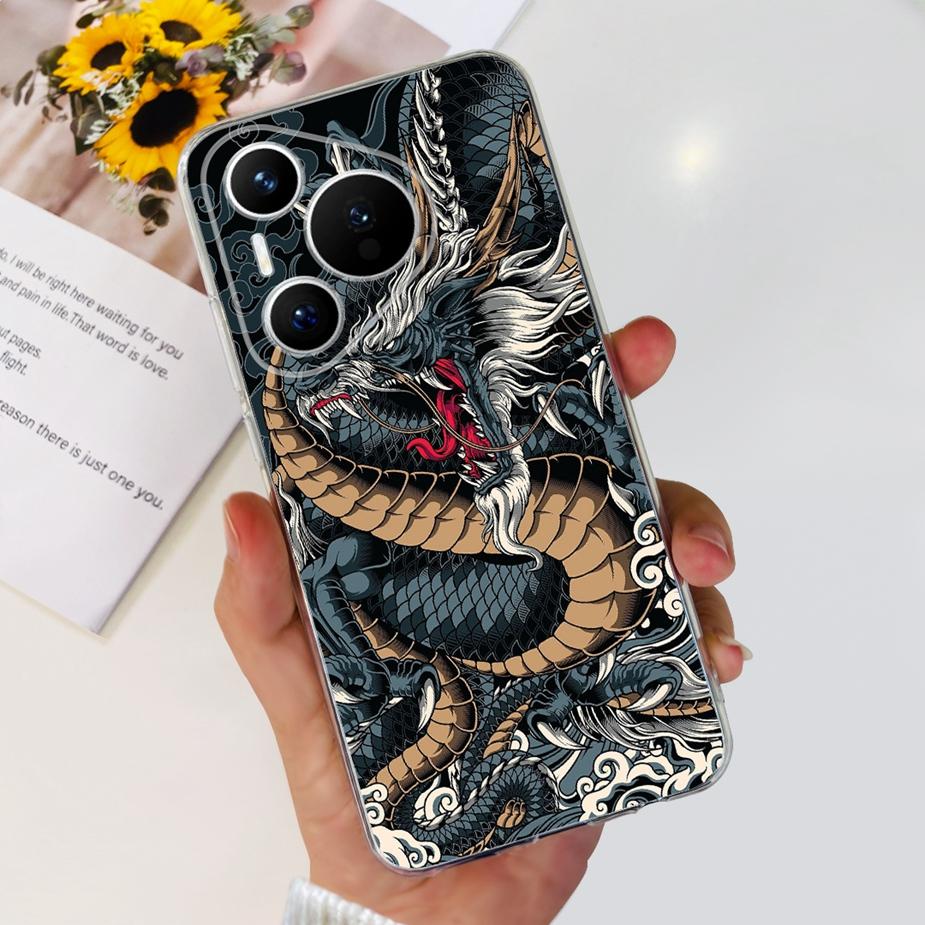 Чехол для Huawei Pura 70 Милый мультяшный расписной чехол Прозрачный силиконовый чехол для телефона Для Huawei Pura 70 Pro Plus Pura70 Pro + Мягкий чехол